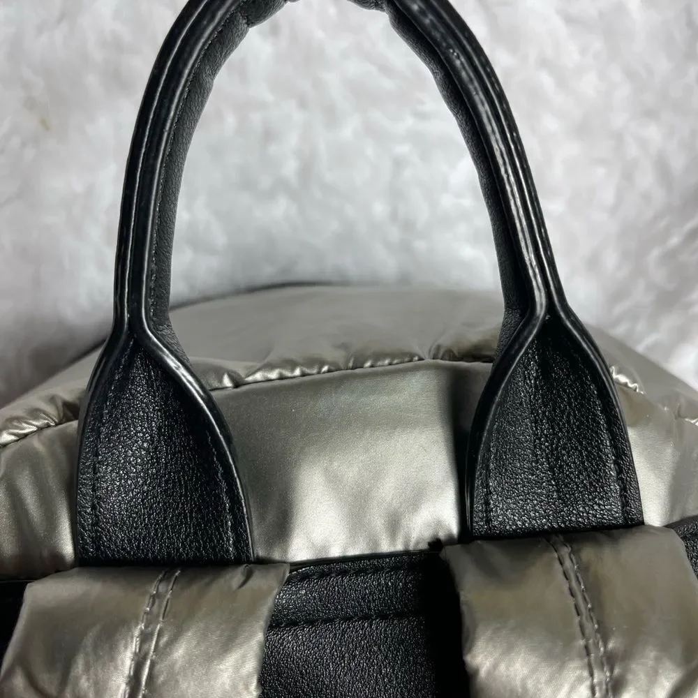 Juicy Couture Metallic quilted silver Backpack with black trim. - Picture 3 of 16